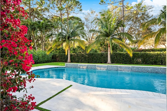 view of swimming pool with a patio area