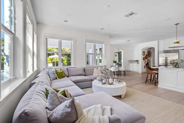 living room featuring light hardwood / wood-style flooring