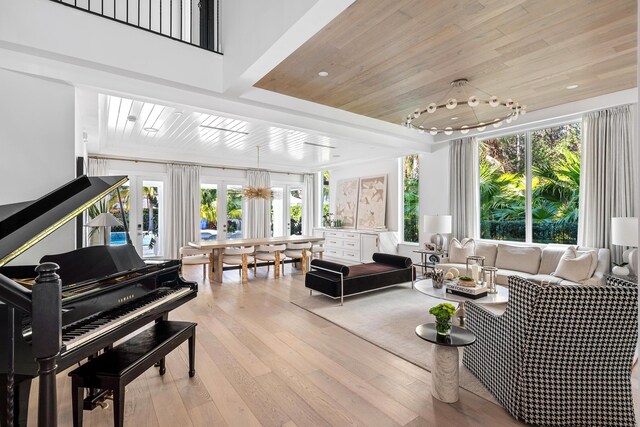 interior space featuring wood ceiling and a healthy amount of sunlight