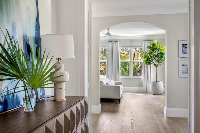 interior space with light hardwood / wood-style flooring