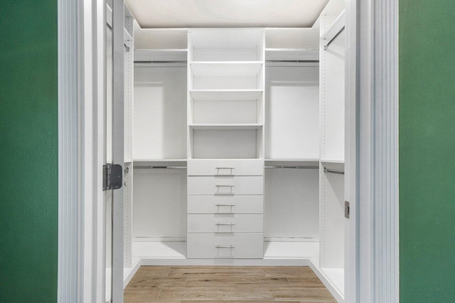 spacious closet featuring light wood-type flooring