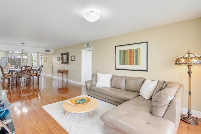 living room with light wood-type flooring