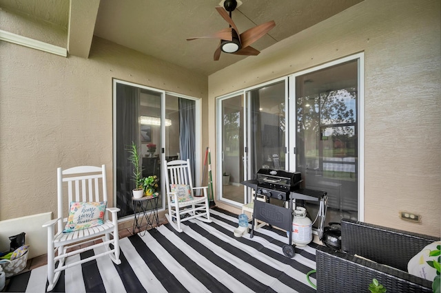 view of patio with ceiling fan