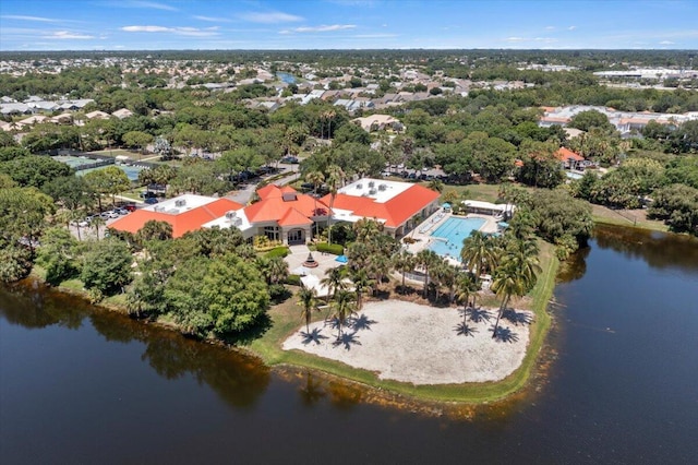 bird's eye view featuring a water view