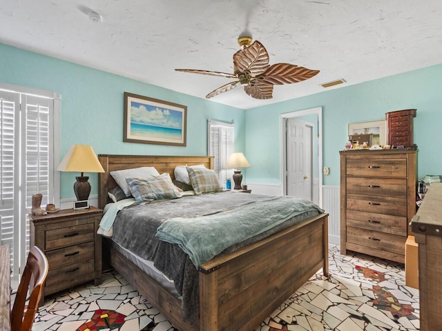 bedroom featuring ceiling fan