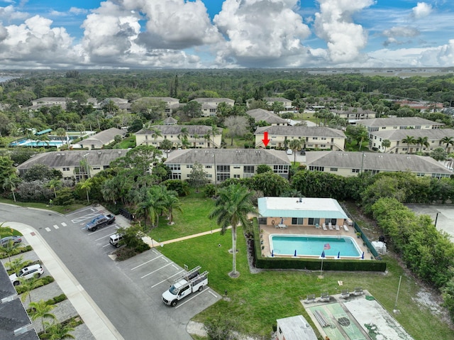 aerial view featuring a residential view