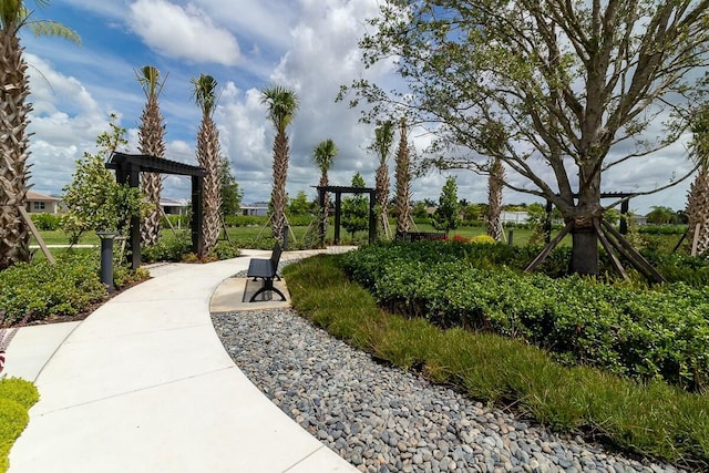 view of property's community featuring a pergola