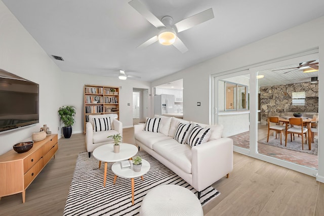 living room featuring light hardwood / wood-style floors