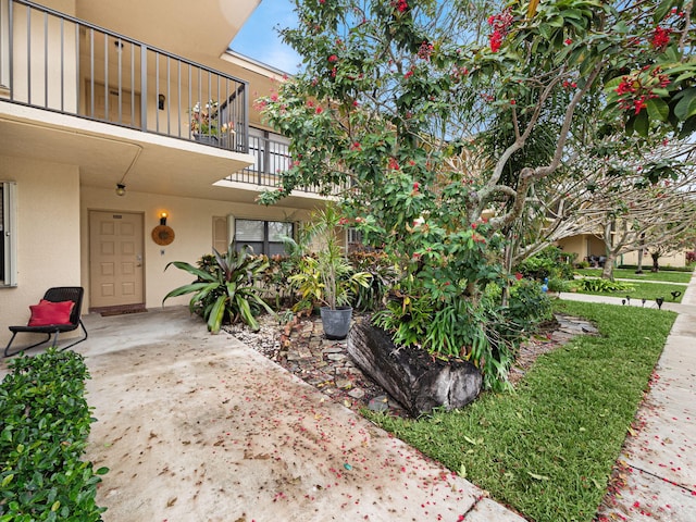 view of yard featuring a balcony