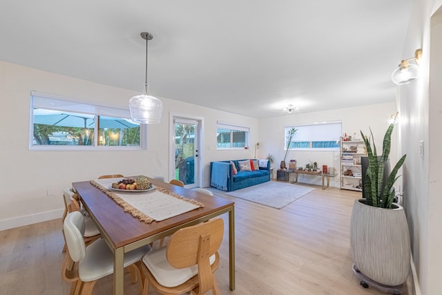 dining area featuring light wood-type flooring