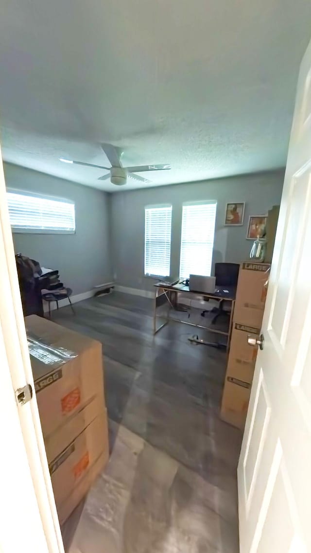 home office with ceiling fan and plenty of natural light