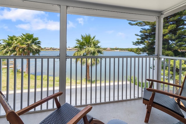 balcony with a water view