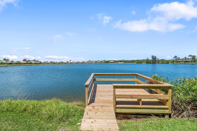 dock area featuring a water view