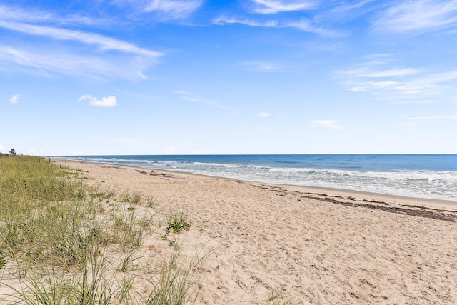 view of water feature featuring a beach view