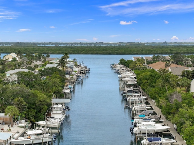 property view of water featuring a dock