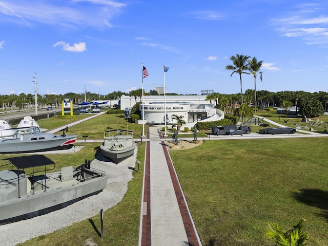 view of community featuring a lawn