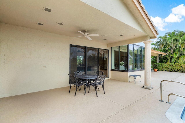 view of patio / terrace featuring ceiling fan