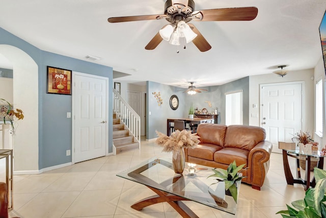 view of tiled living room