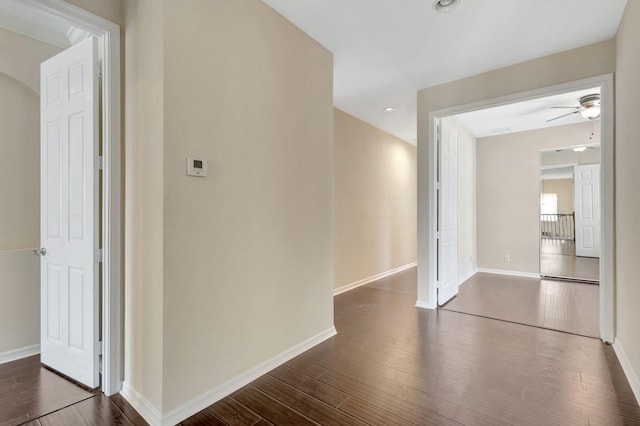 hallway featuring dark hardwood / wood-style flooring