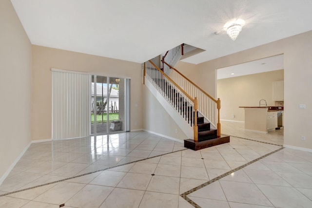 interior space with tile patterned floors