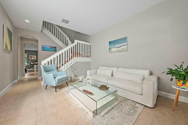 view of tiled living room