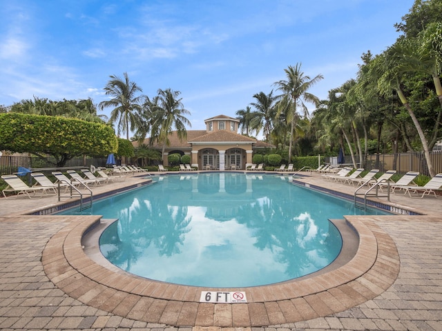 view of pool featuring a patio area