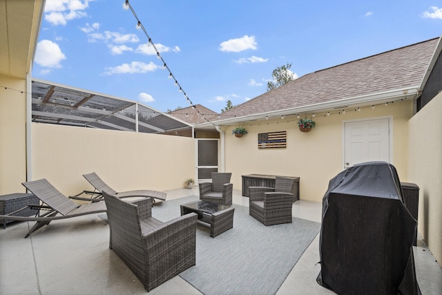 view of patio / terrace featuring an outdoor living space