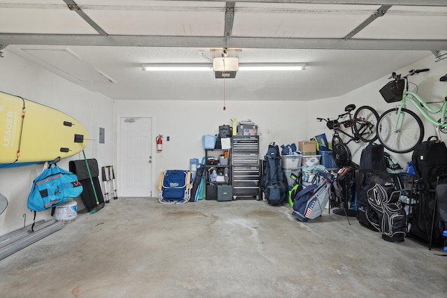 garage with a garage door opener