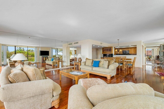 living room with light wood-type flooring