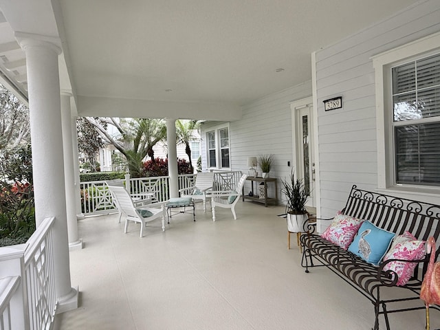 view of patio featuring covered porch