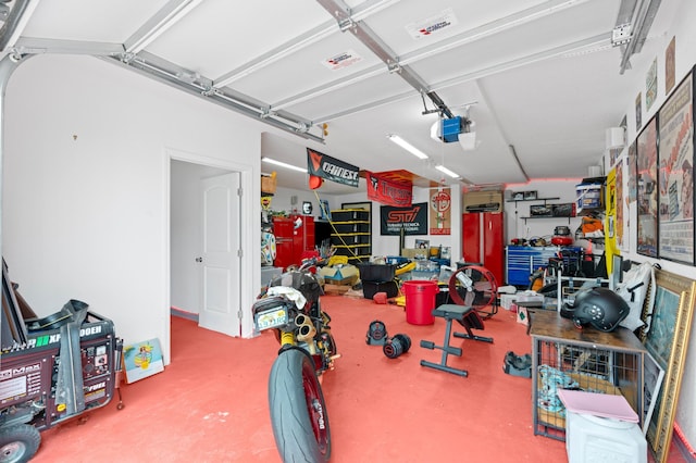 garage with a garage door opener