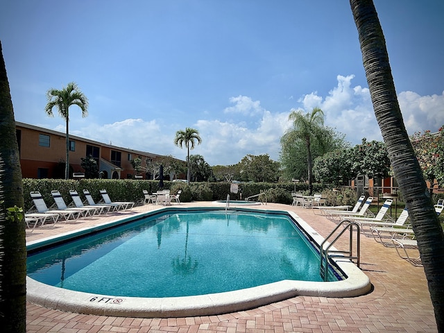 view of pool featuring a patio