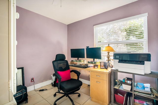 office space featuring light tile patterned floors