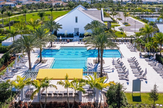 view of swimming pool featuring a patio