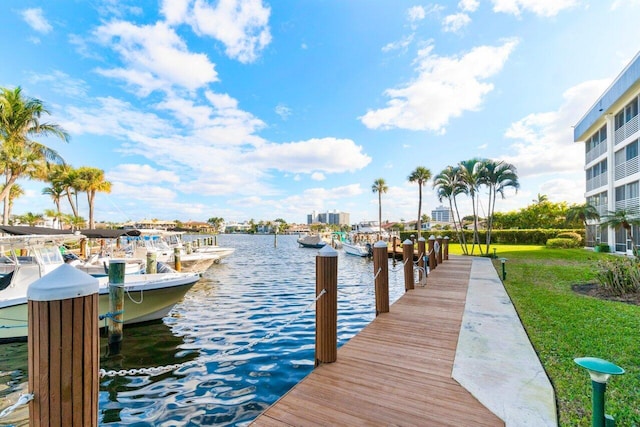 view of dock featuring a water view