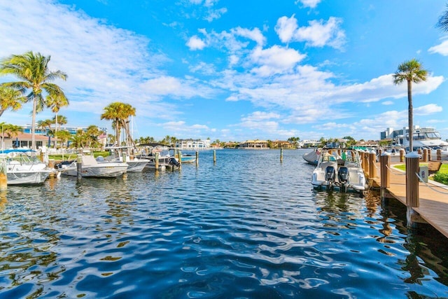 view of dock featuring a water view