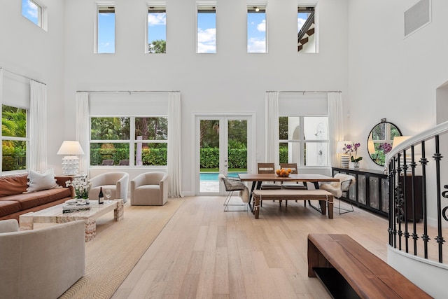 sunroom featuring french doors