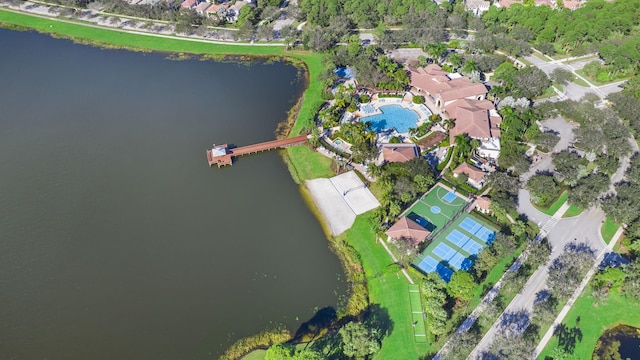 bird's eye view featuring a water view