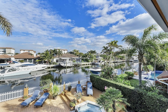 property view of water featuring a dock