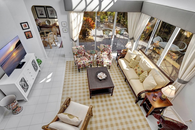 view of tiled living room