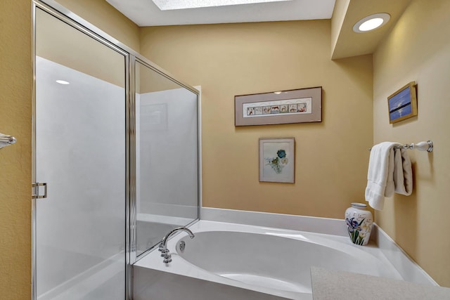 bathroom with plus walk in shower