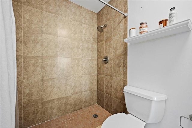 bathroom with toilet and walk in shower