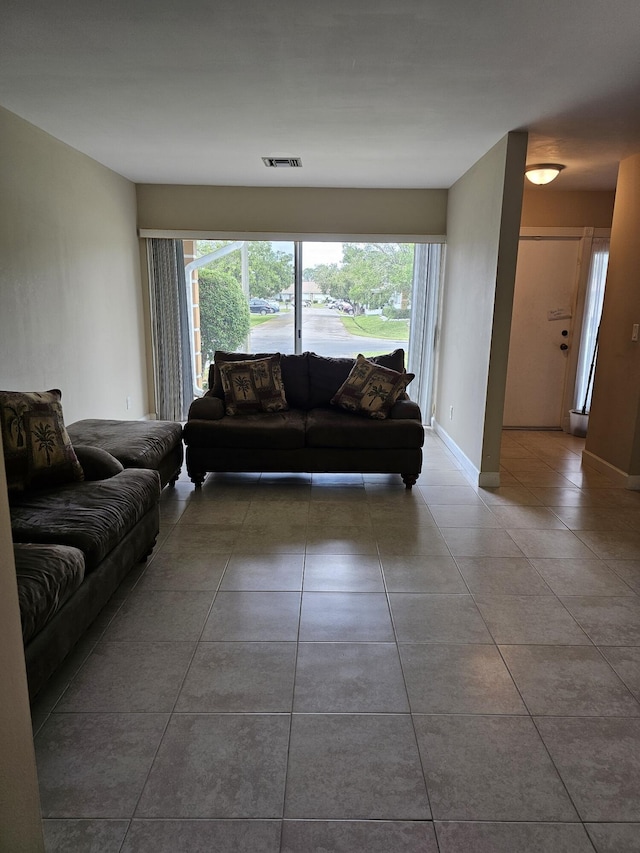 view of tiled living room