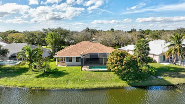 bird's eye view featuring a water view