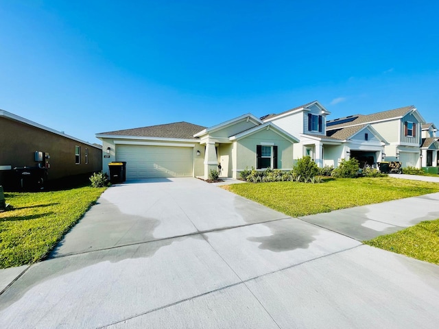 view of front of house with solar panels and a front yard