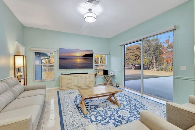 view of tiled living room