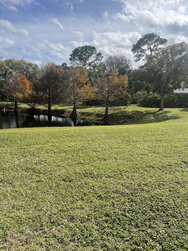 view of yard featuring a water view