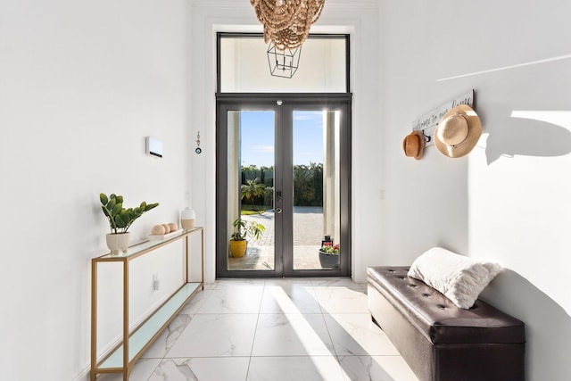 doorway to outside featuring french doors