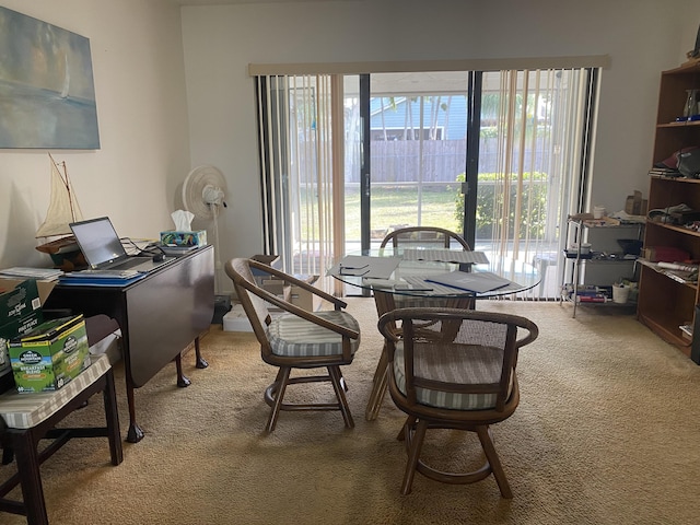 view of carpeted home office