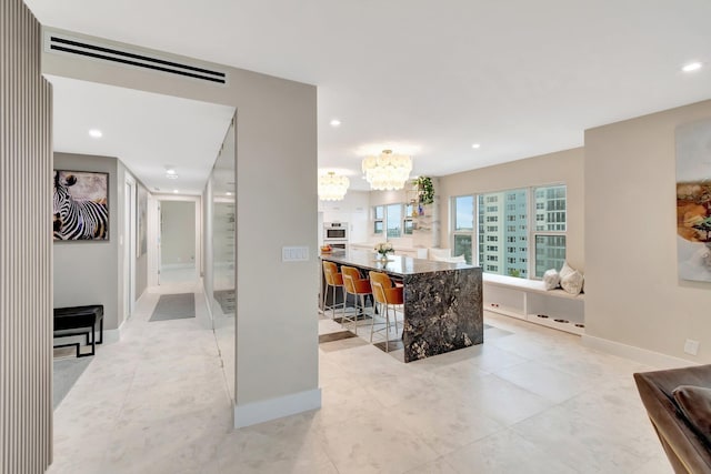 interior space with an inviting chandelier